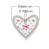 Picture of Natural Wood Sewing Buttons Scrapbooking 2 Holes Heart White Christmas Snowflake Pattern 3.5cm(1 3/8") x 3.3cm(1 2/8"), 50 PCs