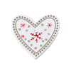 Picture of Natural Wood Sewing Buttons Scrapbooking 2 Holes Heart White Christmas Snowflake Pattern 3.5cm(1 3/8") x 3.3cm(1 2/8"), 50 PCs