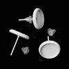 Imagen de Pendientes De Presión Base Camafeo Latón de Ronda Blanco (Apta 10mm Dia.) 14mm x 12mm, 50 Unidades