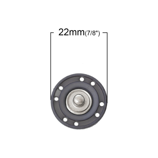 Изображение Защелка Шитье Пуговицы  Круглые Серый Отверстие 22мм диаметр, 20 Комплектов (2шт / комплект)