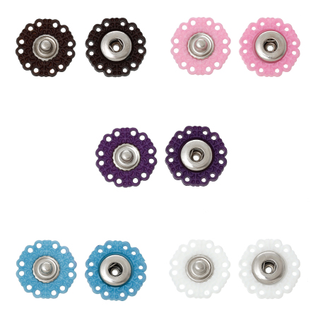 Copper & Resin Sewing Snap Buttons Flower Mixed 18mm( 6/8") x 18mm( 6/8"), 20 Sets(2 PCs/Set)