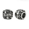 Picture of 1 Piece Zinc Based Alloy Family Jewelry European Style Large Hole Charm Beads Antique Silver Color Barrel Clear Rhinestone 11mm x 9mm, Hole: Approx 5.3mm