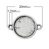 Picture of Zinc Based Alloy Cabochon Settings Connectors Round Antique Silver Color（Fits 12mm Dia) 20mm x 14mm( 6/8" x 4/8"), 100 PCs