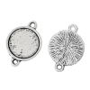 Picture of Zinc Based Alloy Cabochon Settings Connectors Round Antique Silver Color（Fits 12mm Dia) 20mm x 14mm( 6/8" x 4/8"), 100 PCs