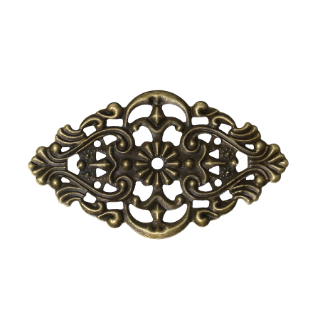 Picture of Embellishments Findings Filigree Stamping Wraps Connectors Rhombus Antique Bronze 5.5cm x 3.2cm(2 1/8" x1 2/8"), 100 PCs