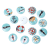 Picture of Wood Sewing Buttons Scrapbooking Round 2 Holes At Random Mixed Pattern 15mm( 5/8") Dia, 100 PCs