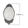 Picture of Zinc Based Alloy Pin Brooches Findings Oval Antique Silver Color Cabochon Settings (Fits 4cm x 3cm) 5.9cm x3.2cm(2 3/8" x1 2/8"), 5 PCs