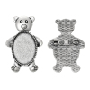Picture of Zinc Based Alloy Pin Brooches Findings Bear Antique Silver Color Cabochon Settings (Fits 25mm x 18mm) 4.4cm x2.9cm(1 6/8" x1 1/8"), 5 PCs