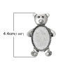 Picture of Zinc Based Alloy Pin Brooches Findings Bear Antique Silver Color Cabochon Settings (Fits 25mm x 18mm) 4.4cm x2.9cm(1 6/8" x1 1/8"), 5 PCs