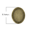 Picture of Zinc Based Alloy Pin Brooches Findings Oval Antique Bronze Cabochon Settings (Fits 4cm x 3cm) 5.1cm(2") x 4.1cm(1 5/8"), 5 PCs