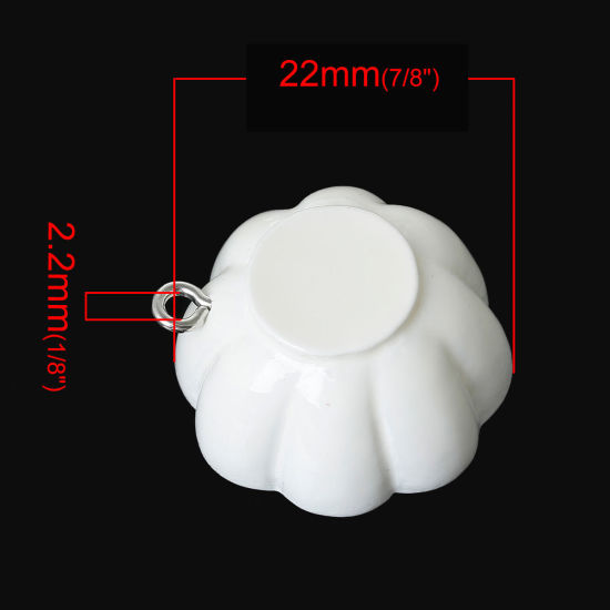 Picture of Resin Charm Pendants Bowl Tofu Food White 22.0mm x 22.0mm, 10 PCs