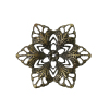 Изображение Филигранные цветок железа Железный Сплав(Без Кадмия) Кабошоны и Наклейки Цветы Античная Бронза 3.5см x 3см, 100 ШТ
