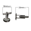 Bild von Messing Manschettenknöpfe Rund Metallgrau für 12mm Cabochon 25mm x 14mm 10 Stück
