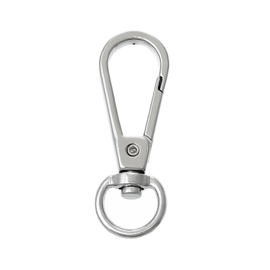 Picture of Zinc Based Alloy Keychain & Keyring Swivel Clasp Silver Tone 48mm x 16mm, 2 PCs