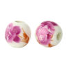 Picture of Ceramics Beads Round Pale Lilac Flower Pattern About 8mm Dia., Hole: Approx 2.2mm, 20 PCs