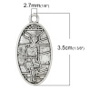 Picture of Zinc Metal Alloy Pendants Oval Antique Silver Color Woman Carved 3.5cm x 1.8cm(1 3/8" x 6/8"), 50 PCs