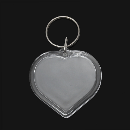 Acrylic Photo Picture Frames Keychain & Keyring Heart Transparent 7.8cm x 5cm, 10 PCs