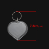 Picture of Acrylic Photo Picture Frames Keychain & Keyring Heart Transparent 7.8cm x 5cm, 10 PCs