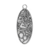 Picture of Zinc Metal Alloy Pendants Oval Antique Silver Color Pattern Carved 5cm x 2.1cm(2" x 7/8"), 30 PCs