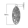Picture of Zinc Metal Alloy Pendants Oval Antique Silver Color Pattern Carved 5cm x 2.1cm(2" x 7/8"), 30 PCs