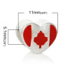 Picture of Zinc Metal Alloy European Style Large Hole Charm Beads Heart Silver Plated Flag Of Canada Pattern Red Enamel About 11mm( 3/8") x 10mm( 3/8"), Hole: Approx 5.1mm, 10 PCs