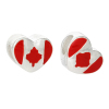 Picture of Zinc Metal Alloy European Style Large Hole Charm Beads Heart Silver Plated Flag Of Canada Pattern Red Enamel About 11mm( 3/8") x 10mm( 3/8"), Hole: Approx 5.1mm, 10 PCs