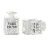 Picture of Zinc Metal Alloy European Style Large Hole Charm Beads Perfume Bottles Silver Plated Message "PARIS PARFUM" Carved Clear Rhinestone About 16mm x 10mm, Hole: Approx 4.6mm, 5 PCs
