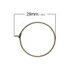 Picture of Copper Wine Glass Charm Hoops Circle Ring Antique Bronze 29mm x25mm(1 1/8" x1"), 200 PCs