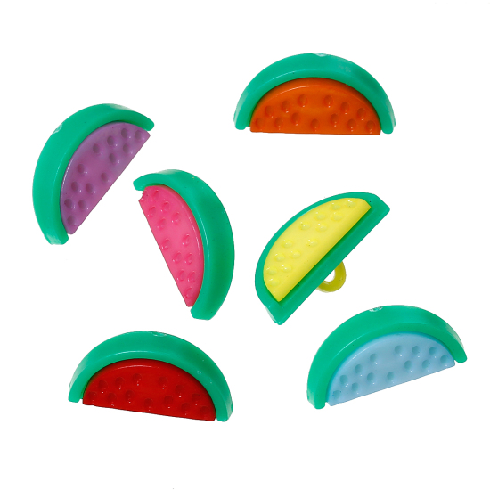 Picture of Resin Sewing Shank Buttons Fruit Watermelon At Random Mixed 20mm( 6/8") x 10mm( 3/8"), 100 PCs