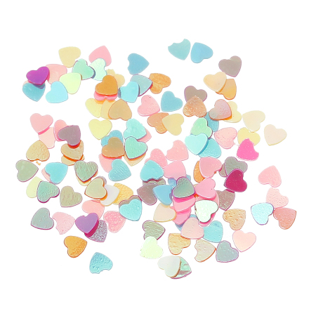 PVC Sequins Paillettes Heart At Random AB Color 3mm x 3mm(1/8"x1/8"), 100 Grams