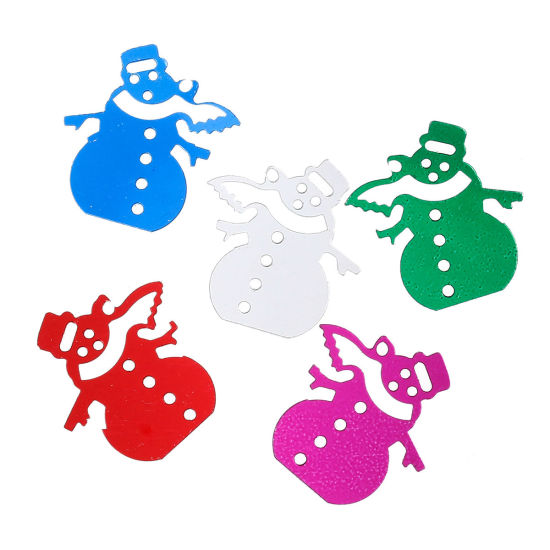 Picture of PVC Sequins Paillettes Christmas Snowman At Random 19mm( 6/8") x 18mm( 6/8"), 3000 PCs