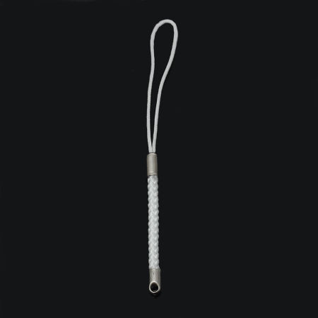 Nylon Cell Phone Lanyards Strap White Braided 8cm(3 1/8") long, 100 PCs