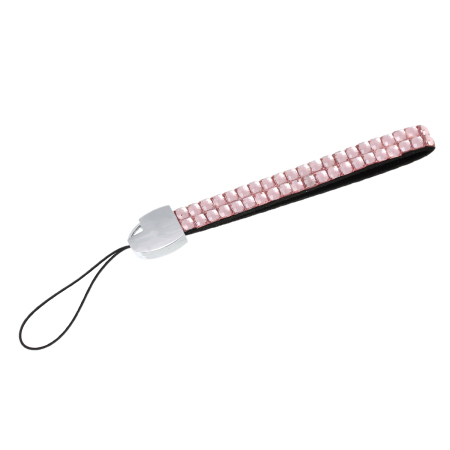 Nylon Cell Phone Lanyards Strap Light Pink Acrylic Rhinestone 14.5cm x 1.3cm, 2 PCs