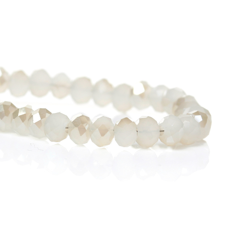 Crystal Glass Loose Beads Round Light Golden & White Faceted About 4mm Dia, Hole: Approx 1mm, 46.2cm long, 1 Strand (Approx 148 PCs/Strand)