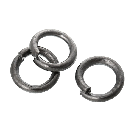 Image de 3000 Pcs 4mm Dia, 0.7mm(taille 21) Anneaux de Jonction pour la Fabrication de Bijoux Ouvert en Alliage de Fer Gun Métal Rond