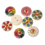 Picture of Natural Wood Sewing Buttons Scrapbooking Round At Random 2 Holes Flower Pattern 15mm( 5/8") Dia, 100 PCs