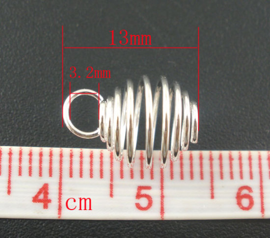 Image de 100 Pendentifs Spirale Cage à perle/pierre Argenté 12mm x9mm( 4/8" x 3/8"), Taille de perle compatible; 8mm Dia.