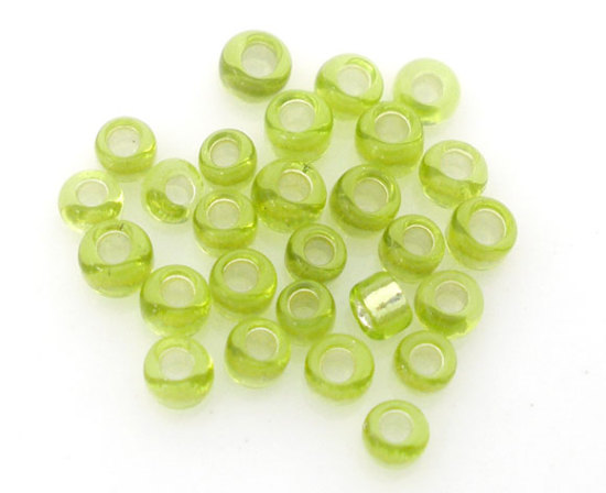 Image de 10/0 Perles de Rocailles Rondes en Verre Vert Argent Ligné Env. Dia. 2mm, Taille du Trou: 0.5mm, 100 Grammes