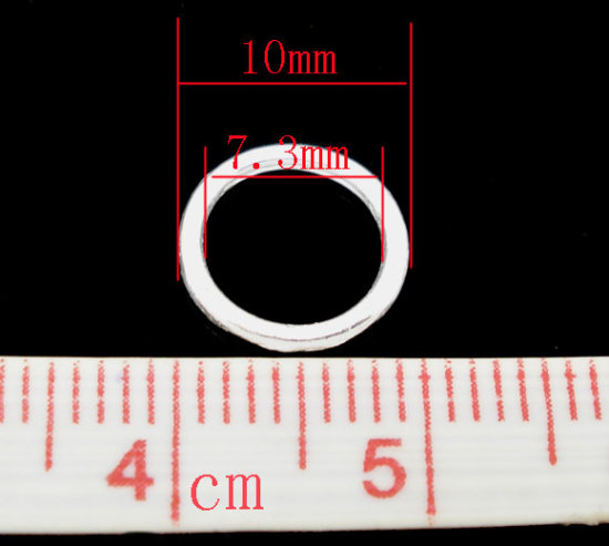Imagen de 200 Unidades 10mm Diámetro, 1.2mm(17 gauge) Zamak Cerrado Soldar Argollas Argentado Ronda