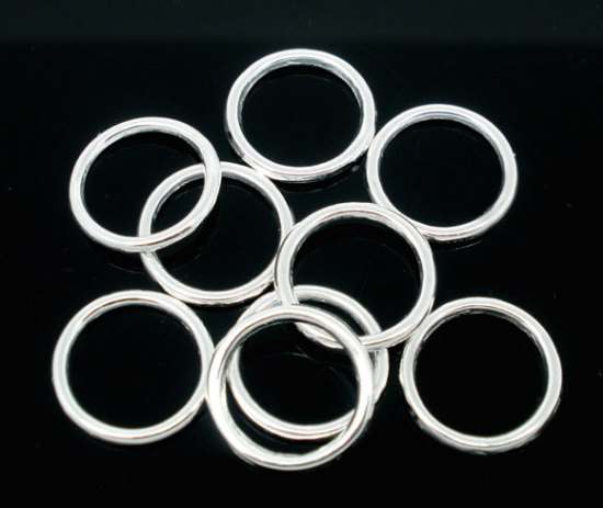 Imagen de 200 Unidades 10mm Diámetro, 1.2mm(17 gauge) Zamak Cerrado Soldar Argollas Argentado Ronda