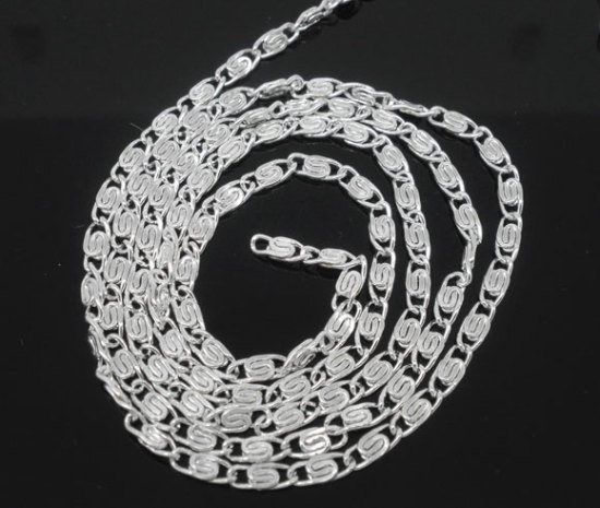 Picture of Iron Based Alloy Scroll Chain Findings Silver Plated 7x2.8mm( 2/8" x 1/8"), 5 M