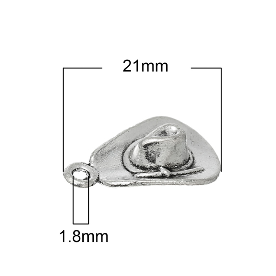 Immagine di Lega di Zinco 3D Charm Ciondoli Cappello Argento Antico Nulla Disegno 21mm x 13mm, 30 Pz