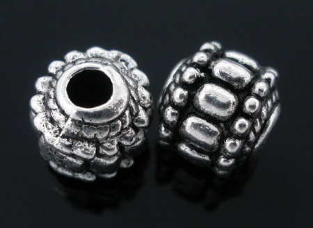 Zinklegierung Perlen Lampion Antiksilber Punkt Geschnitzt ca. 7mm D., Loch:ca. 2.6mm, 40 Stück