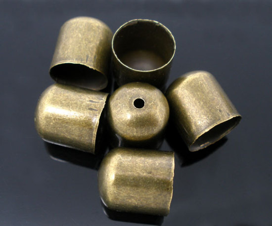 Picture of 100Pcs Bronze Color Blunt Necklace End Tip Bead Caps 10x11mm(Fit 9mm)
