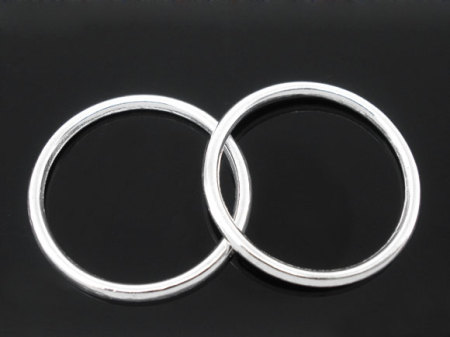50 PCs 24mm Dia., 1.7mm Zinc Based Alloy Closed Soldered Jump Rings Findings For Jewelry Making Silver Plated Round