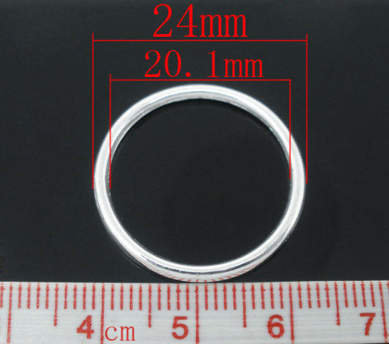 Image de 50 Pcs 24mm Dia, 1.7mm Anneaux de Jonction pour la Fabrication de Bijoux Fermés Soudée en Alliage de Zinc Argenté Rond