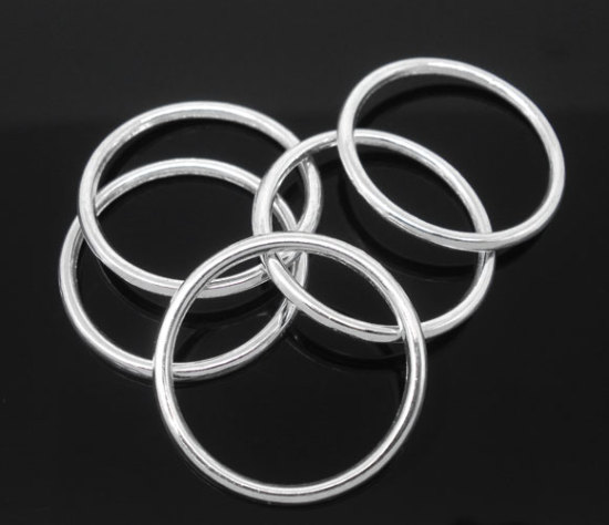 Image de 50 Pcs 24mm Dia, 1.7mm Anneaux de Jonction pour la Fabrication de Bijoux Fermés Soudée en Alliage de Zinc Argenté Rond