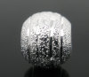 Picture of Brass Spacer Beads Round Silver Plated Carved Sparkledust About 8mm( 3/8") Dia, Hole: Approx 3.8mm, 80 PCs