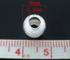 Picture of Brass Spacer Beads Round Silver Plated Carved Sparkledust About 8mm( 3/8") Dia, Hole: Approx 3.8mm, 80 PCs