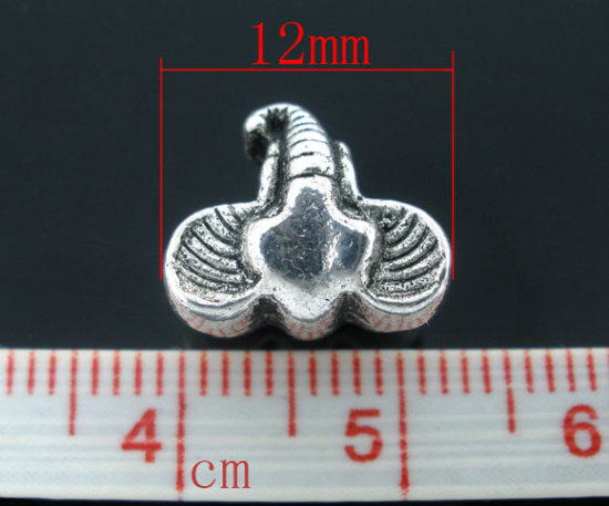 Immagine di Lega di Zinco Separatori Perline Elefante Argento Antico Nulla Disegno Circa 12mm x 10mm, Foro:Circa 3.2mm, 20 Pz